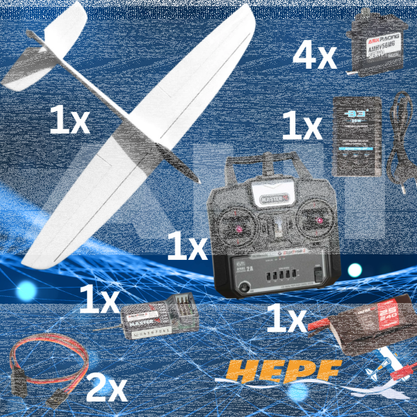 DREAM-FLIGHT AHI HANGFLUG / KUNSTFLUGMODELL AUS ROBUSTEM EPO FORMSCHAUM Set mit Servos, Akku,Ladeger&auml;t,Sender und Empf&auml;nger (Mode2)