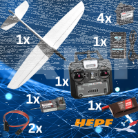 DREAM-FLIGHT AHI HANGFLUG / KUNSTFLUGMODELL AUS ROBUSTEM EPO FORMSCHAUM Set mit Servos, Akku,Ladegerät,Sender und Empfänger (Mode2)