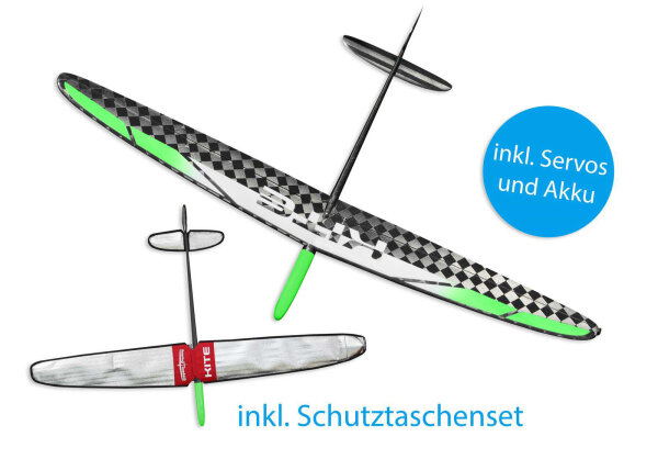 Kite PNP CFK DLG/F3K Strong Weiss/Grün 1500mm inkl. Schutztaschen