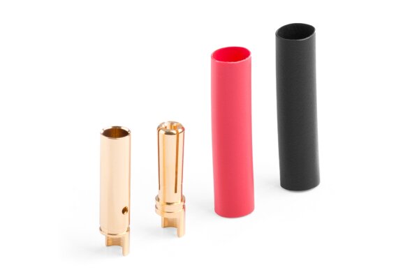Goldkontaktstecker 4mm, 10 Paar inclusive Schrumpfschlauch
