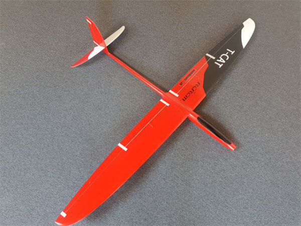 RCRCM E-T-Cat Spw. 1.88m CFK Rot/Schwarz mit Schutztaschen
