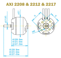 AXI 2217/32 mit 60cm langen Kabeln und kurzer Welle