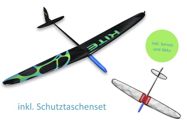 Kite PNP CFK DLG/F3K Blau/Grün zweiteilige Fläche 1500mm inkl. Schutztaschen