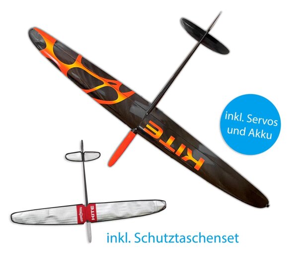 Kite PNP CFK DLG/F3K Orange/Gelb zweiteilige Fläche 1500mm inkl. Schutztaschen