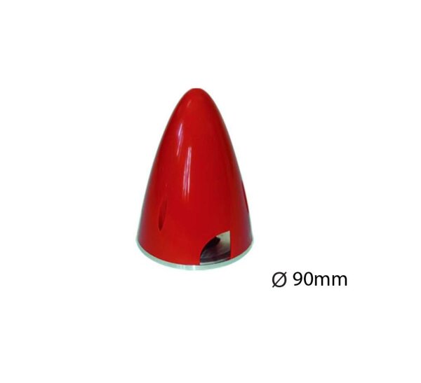 Kunststoff Spinner Ø 90 mm 3 Blatt rot mit Alu-Grundplatte