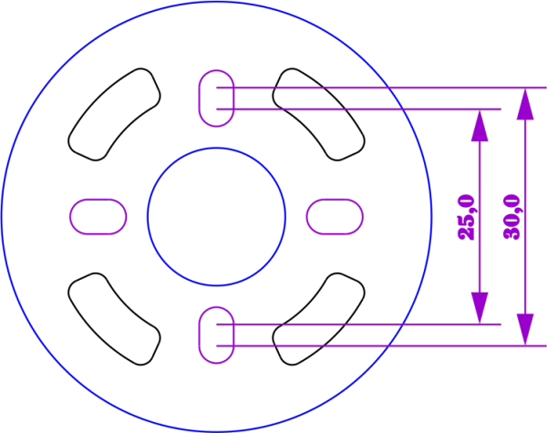 GFK Motorspant Lochkreis 25-30 mm 45
