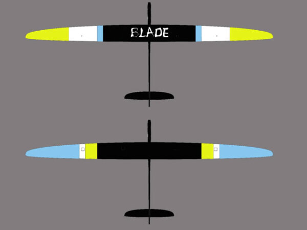 RCRCM Blade F5J X-Tail 3.3m Gelb/Blau GFK/CFK mit Schutztasche