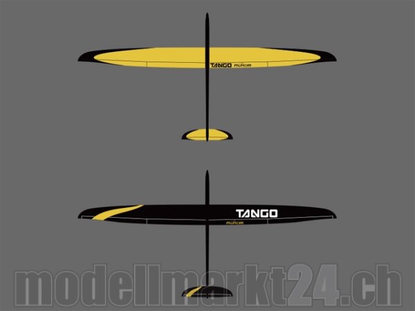 RCRCM E-Tango CFK+ (Carbon) Spw. 2.9m Schwarz/Gelb mit Schutztaschen RTF (fertig gebaut)