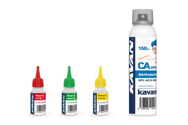 KAVAN CA PACK 3x20g Sekundenkleberset (Dünn, Mittel., Dick) + Activator 150ml (DE)
