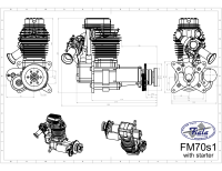 Fiala FM70S1-FS 4-Takt Benzinmotor 70ccm mit Elektro Starter