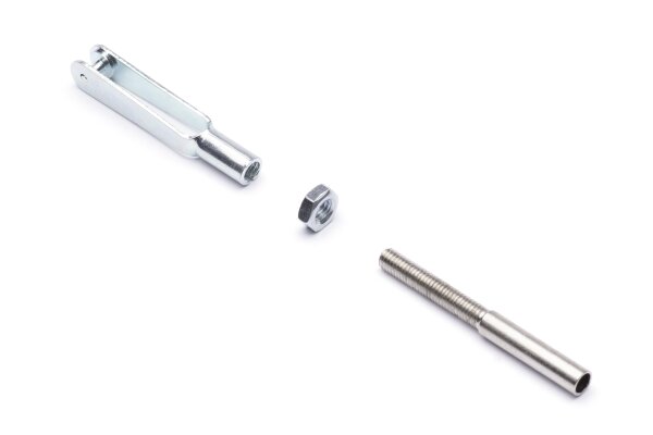 Matall Gabelkopf mit Gewindelöthülse 2,3mm, M2,5, 2 Stück
