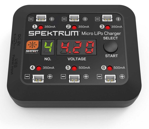 Spektrum Micro 6 Port DC/USB 1S LiPo Charger