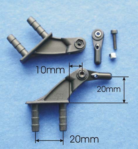 Gabelruderhorn 20mm mit Kugelgelenk M2, Carbonverstärkt