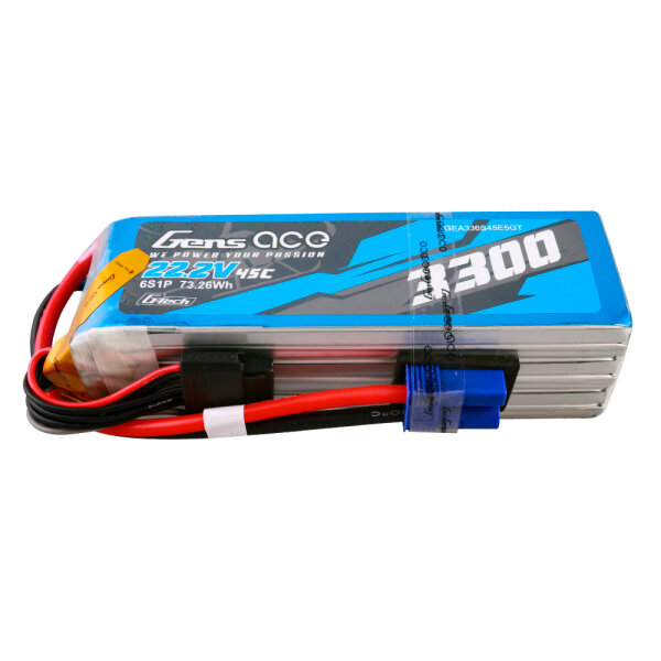 Gens ace G-Tech 3300mAh 22.2V 45C 6S1P Lipo Battery Pack with EC5 Plug