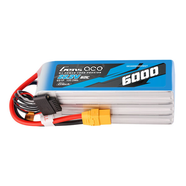 Gens Ace G-Tech 6000mAh 22.2V 60C 6S1P XT90 LIPO Battery Pack