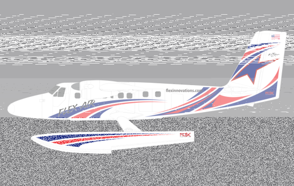 Flex Innovations TWIN OTTER 80E FLOAT SET W/STRUTS & LEDS r-w-b