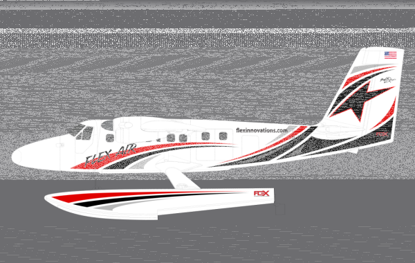 Flex Innovations TWIN OTTER 80E FLOAT SET W/STRUTS & LEDS r-w-b